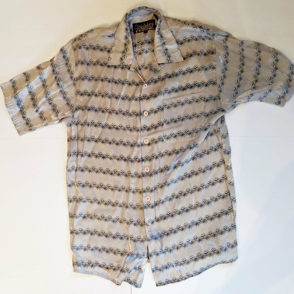 Dragonfly Men's Short Sleeve Skull Shiny Shirt - Picture 1 of 4